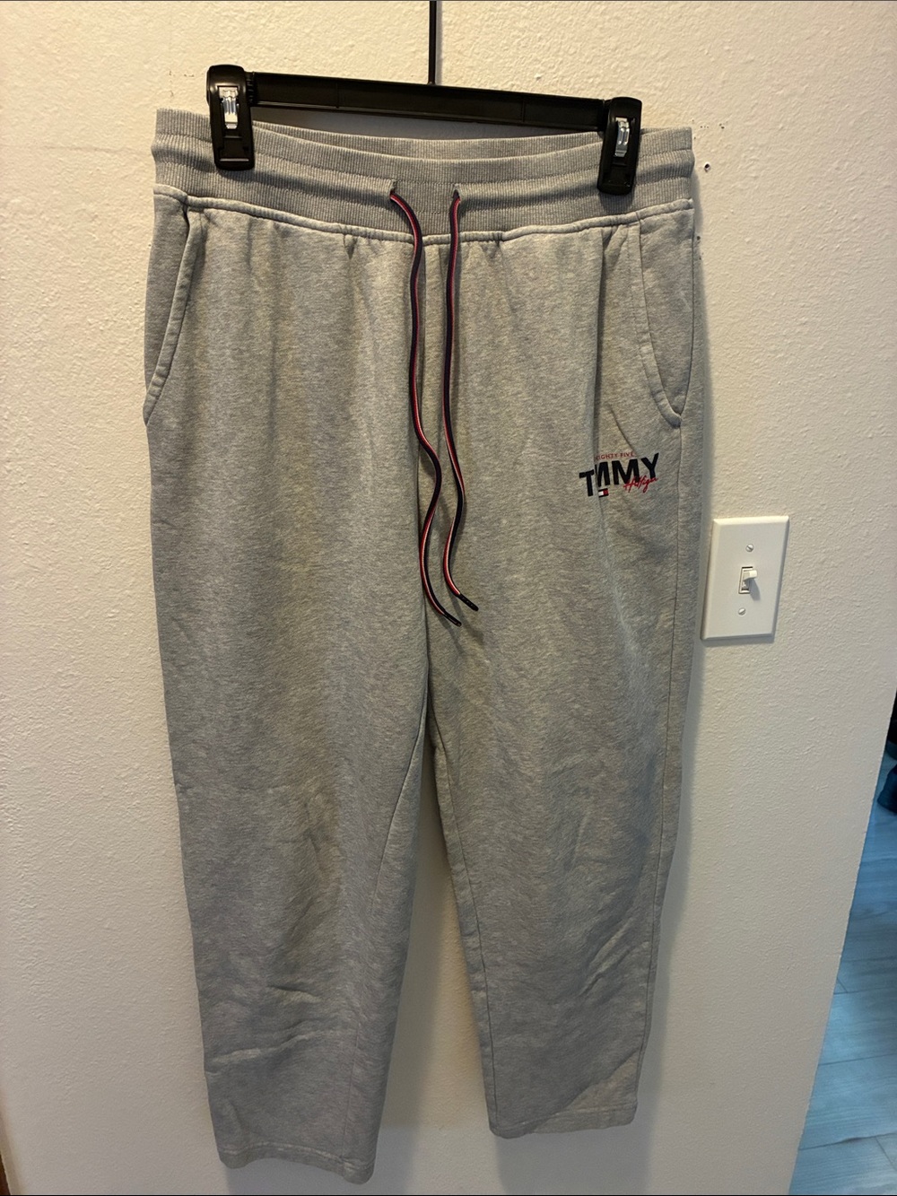 Tommy Hilfiger Light Gray Joggers with Navy/Red/White Drawcord